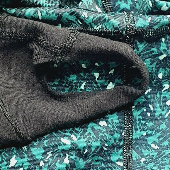 LULULEMON Wunder Under Stirrup Leggings Size 6 Green and Black Rouched Leg - Picture 5 of 7